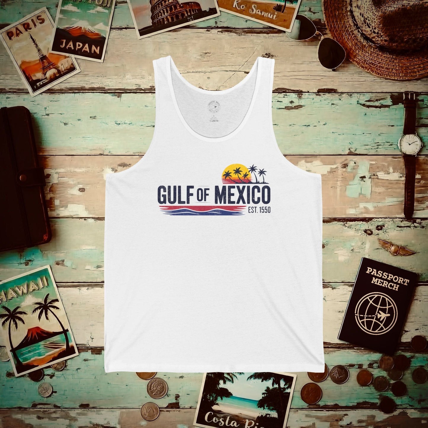 Vintage Retro Gulf of Mexico Tank Top White / XS