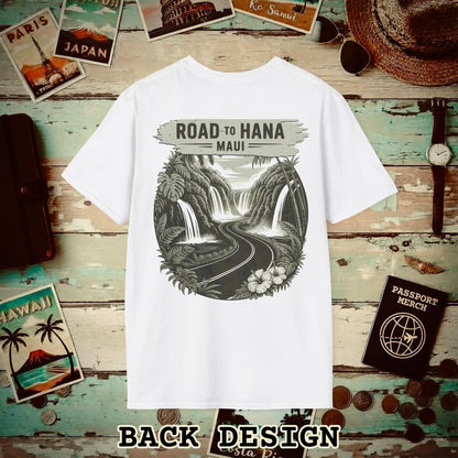 Vintage Road to Hana, Maui, Hawaii, Back Print T-Shirt White / S