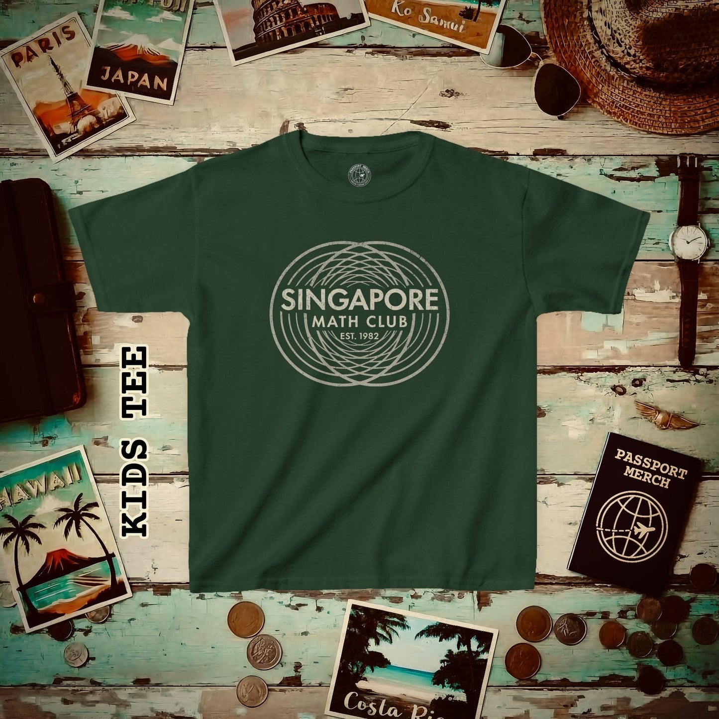 Vintage Singapore Math Club Kids Tee Forest Green / XS