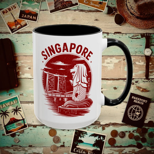 Vintage Singapore Merlion 15oz Mug Black / 15oz