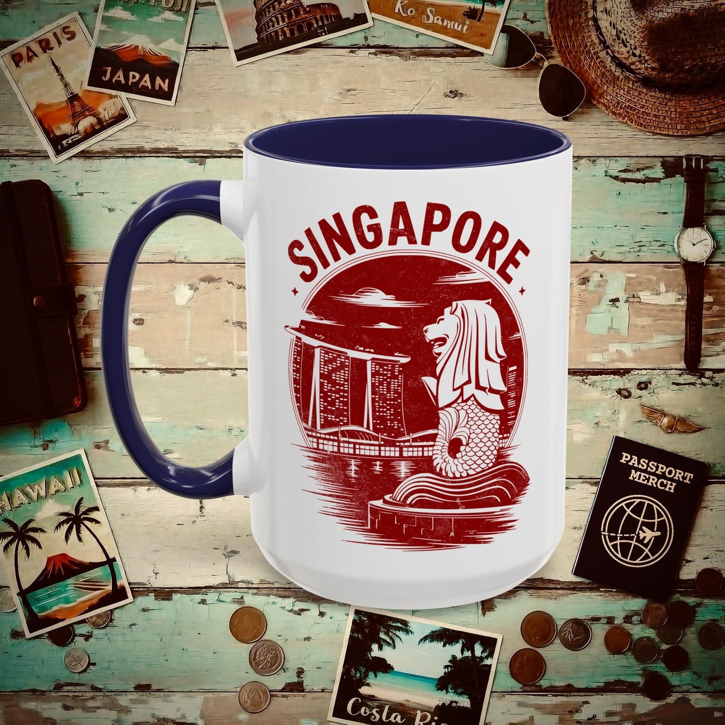 Vintage Singapore Merlion 15oz Mug Navy / 15oz