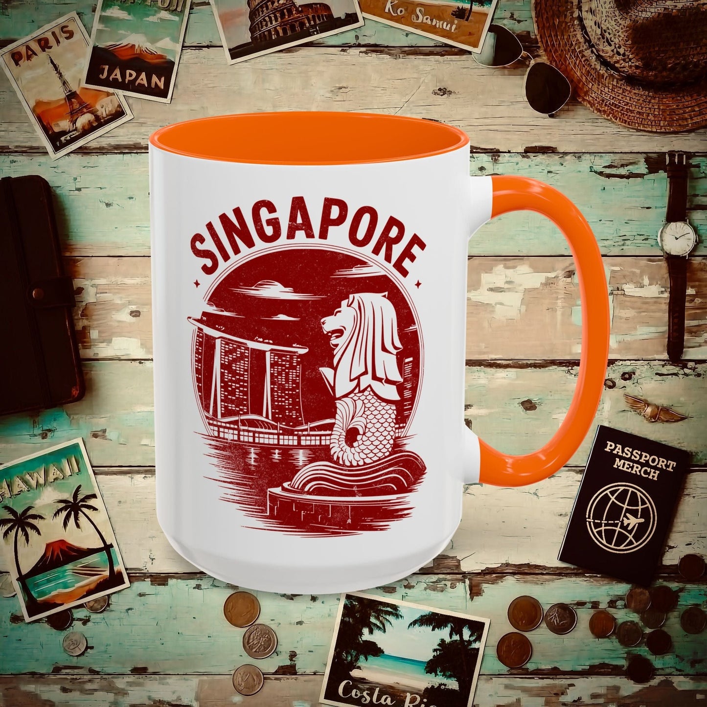 Vintage Singapore Merlion 15oz Mug Orange / 15oz