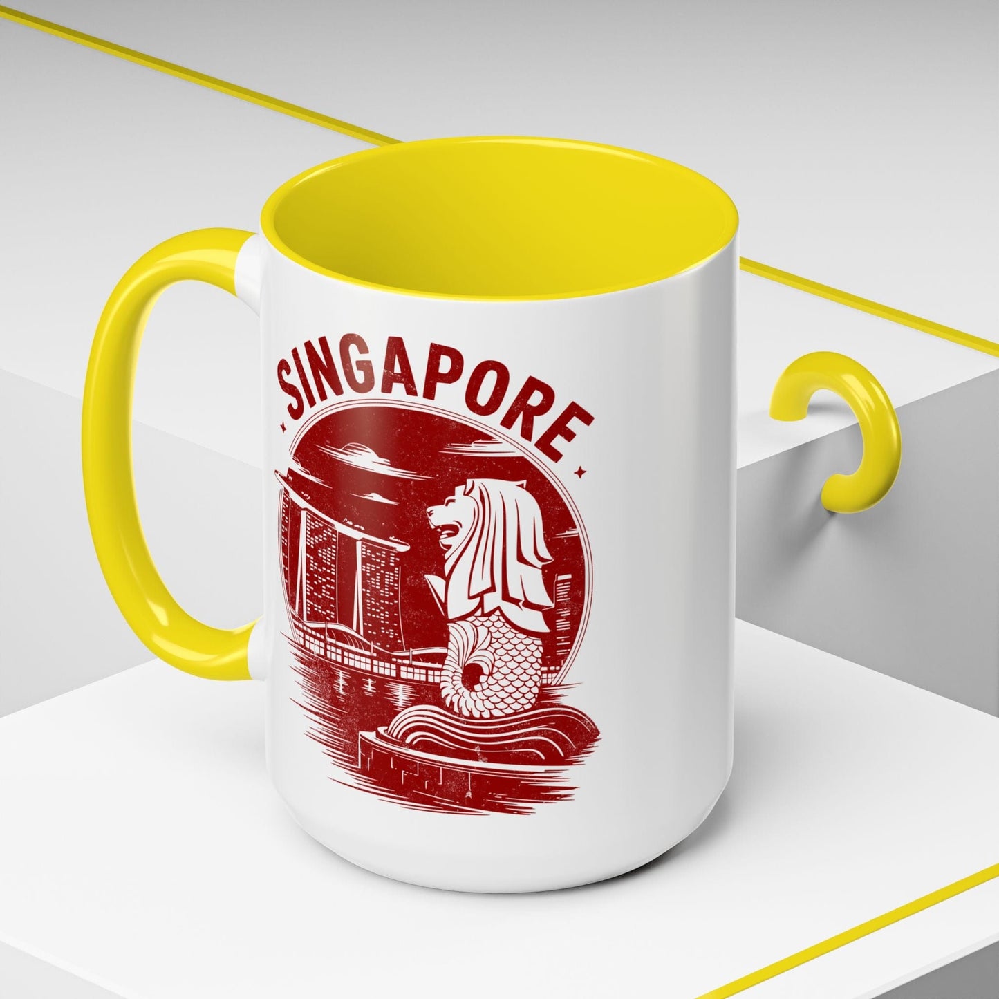 Vintage Singapore Merlion 15oz Mug Yellow / 15oz
