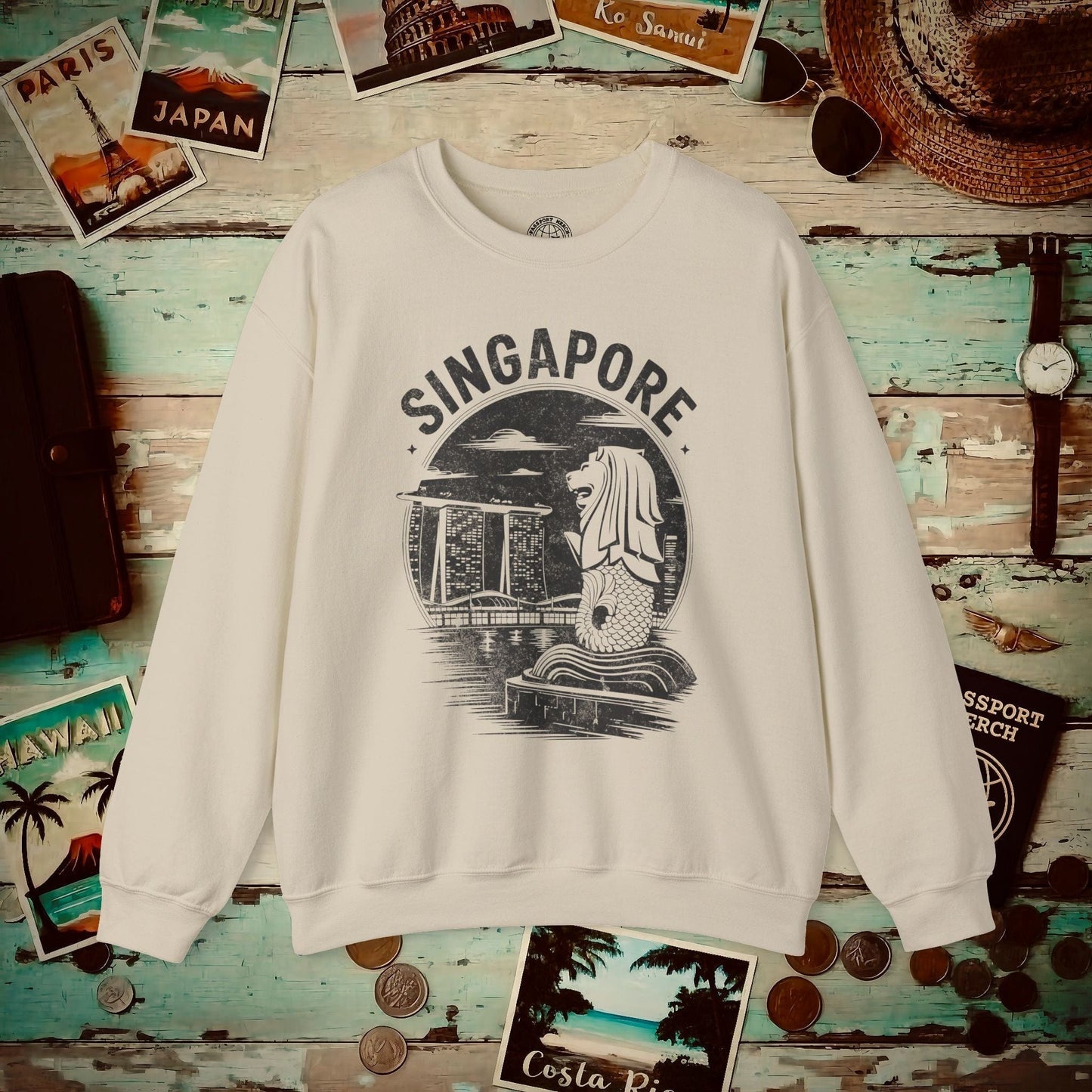 Vintage Singapore Merlion Crewneck Sand / S