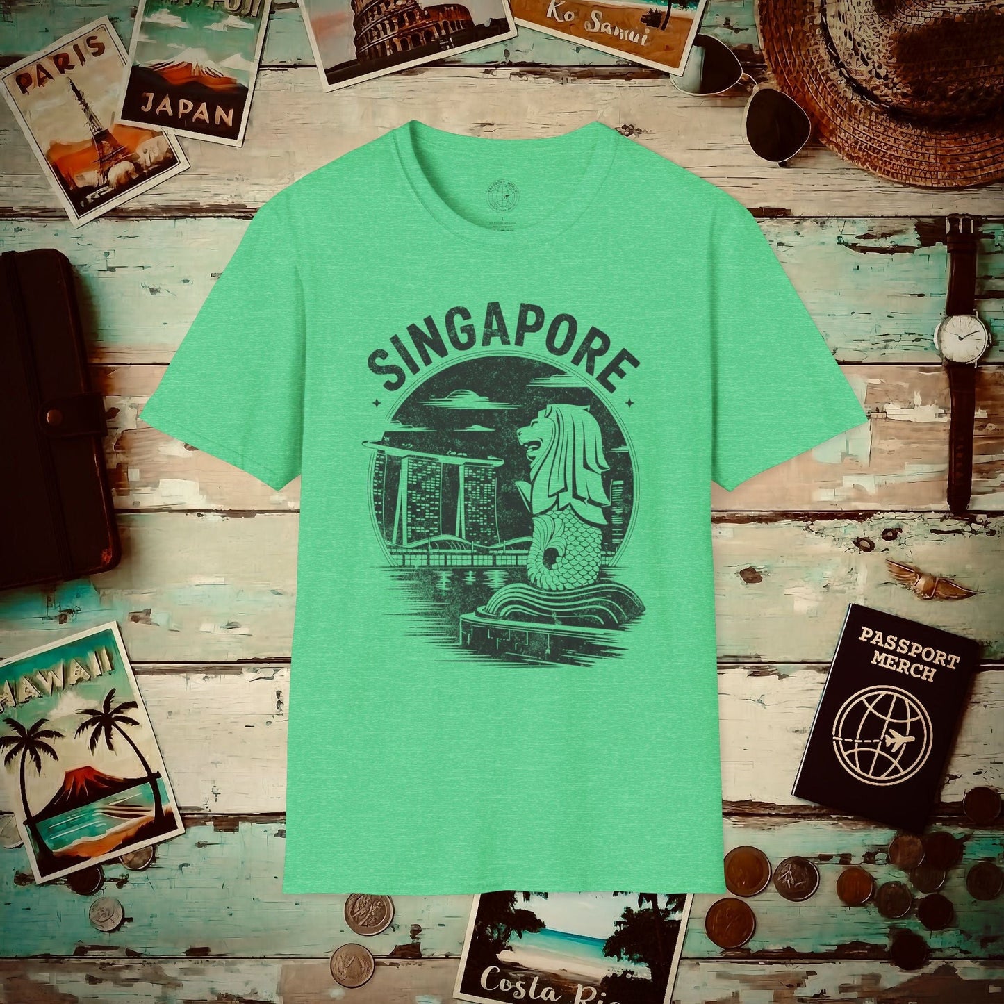 Vintage Singapore Merlion T-Shirt Heather Irish Green / S