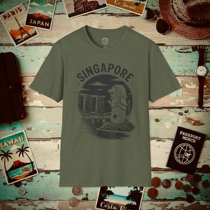 Vintage Singapore Merlion T-Shirt Military Green / S