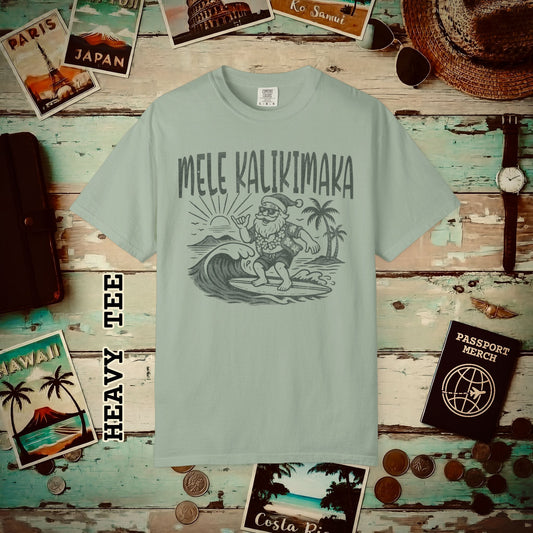 Vintage Surfing Santa, Mele Kalikimaka, Hawaii Heavy Tee Bay / S