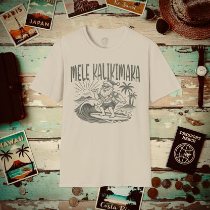 Vintage Surfing Santa, Mele Kalikimaka, Hawaii T-Shirt Sand / S