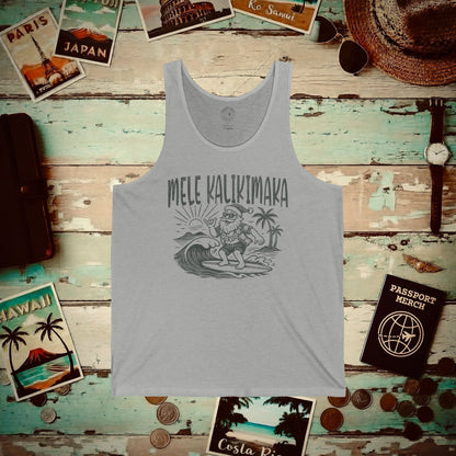 Vintage Surfing Santa, Mele Kalikimaka, Hawaii Tank Top Athletic Heather / XS