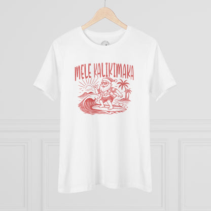 Vintage Surfing Santa, Mele Kalikimaka, Hawaii Womens Fit T-Shirt White / S