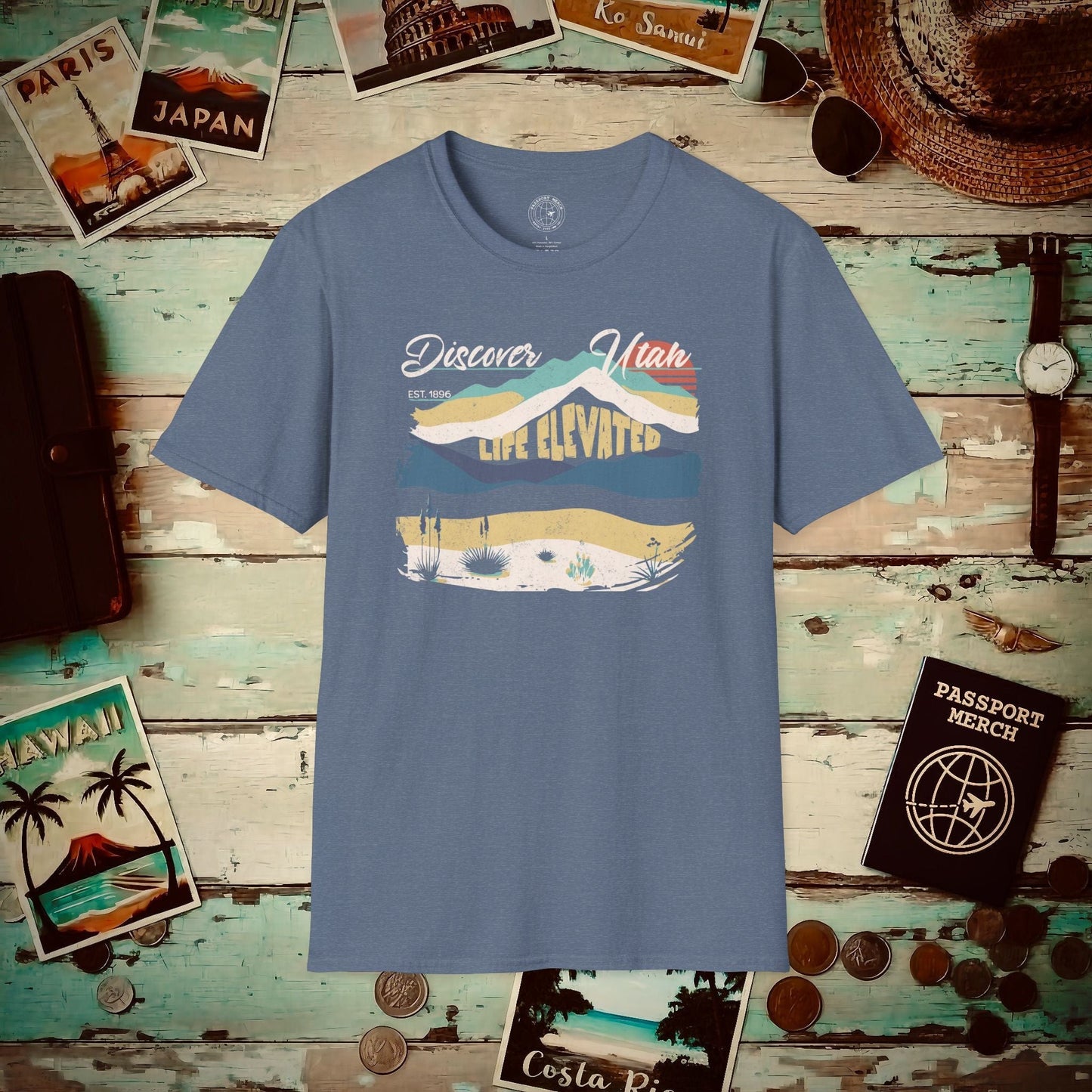 Vintage Utah Life Elevated T-Shirt Heather Indigo / S