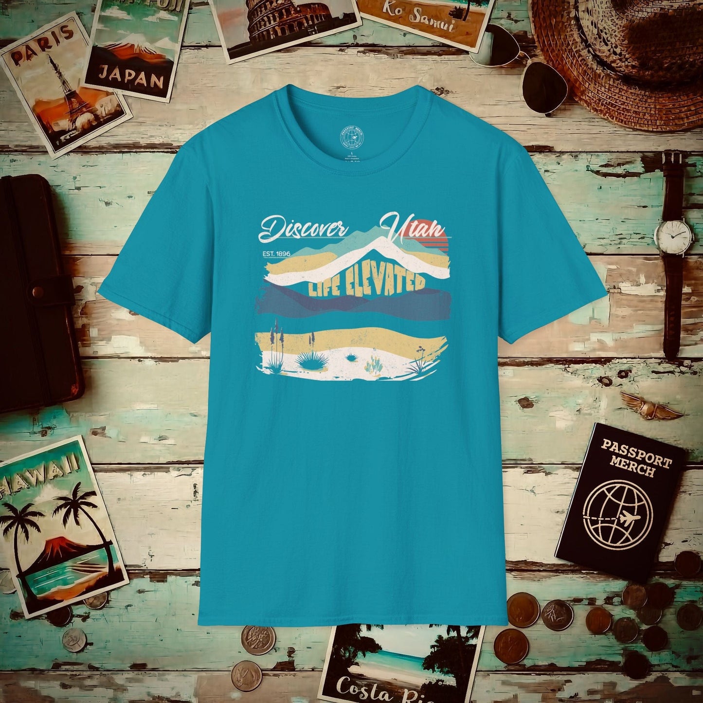 Vintage Utah Life Elevated T-Shirt Tropical Blue / S