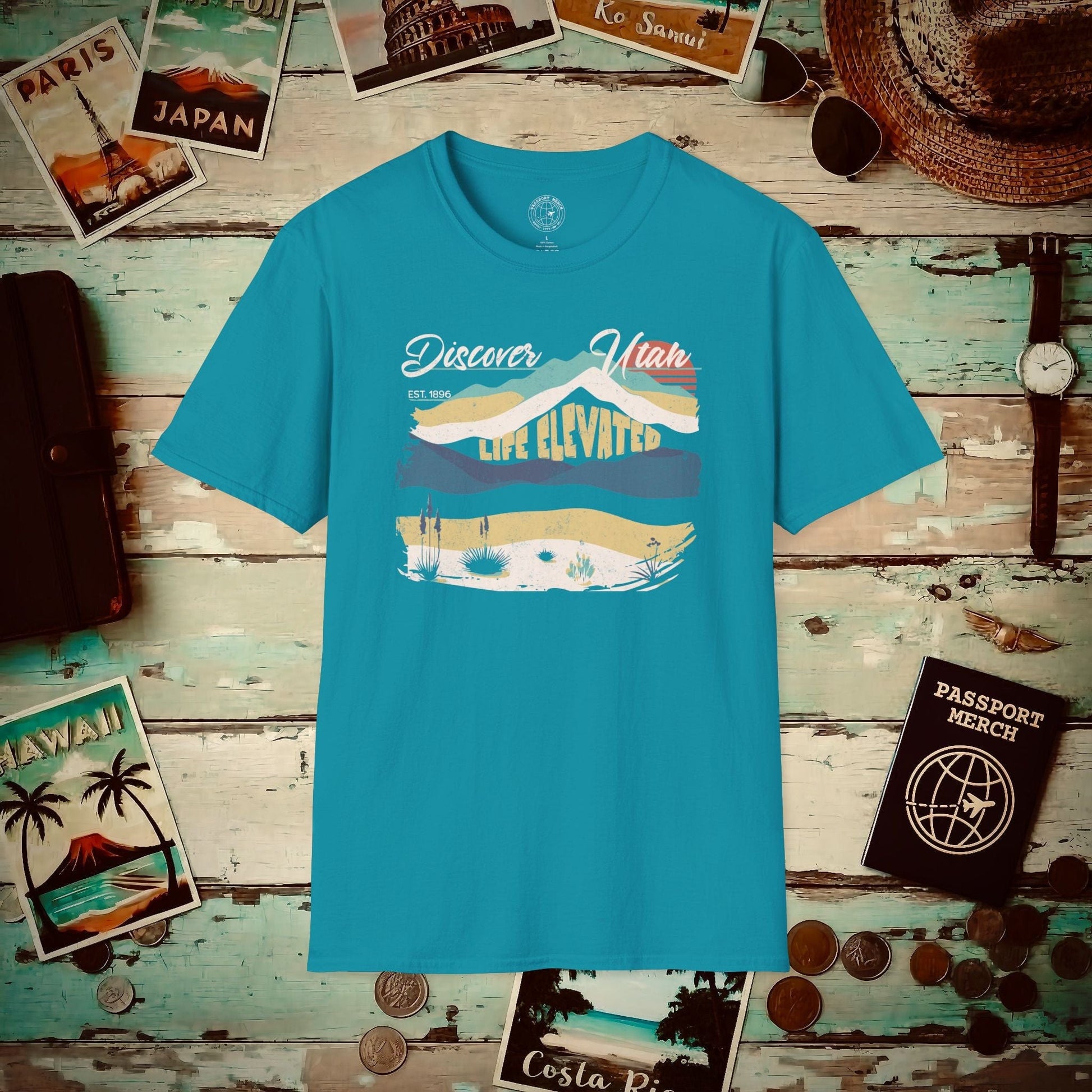 Vintage Utah Life Elevated T-Shirt Tropical Blue / S