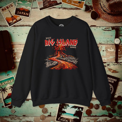 Vintage Visit Big Island, Hawaii Crewneck Black / S