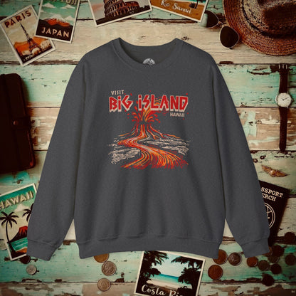 Vintage Visit Big Island, Hawaii Crewneck Dark Heather / S