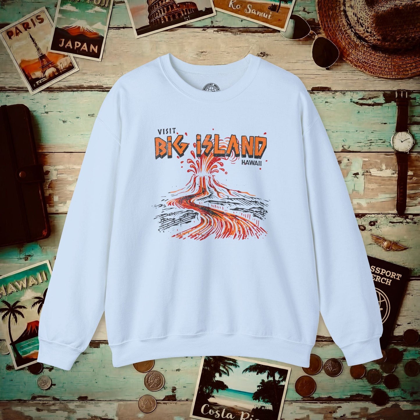 Vintage Visit Big Island, Hawaii Crewneck Light Blue / S