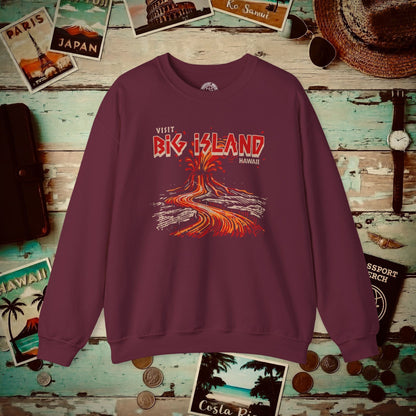 Vintage Visit Big Island, Hawaii Crewneck Maroon / S