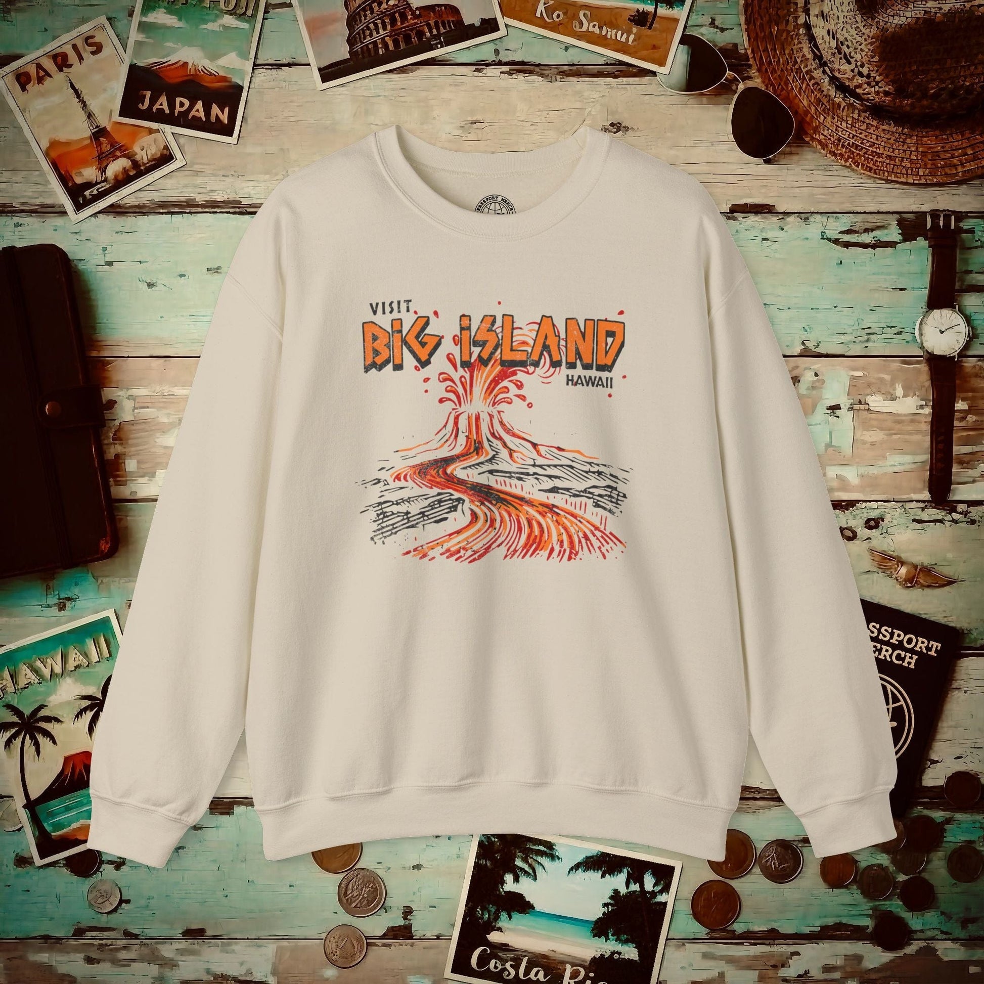 Vintage Visit Big Island, Hawaii Crewneck Sand / S