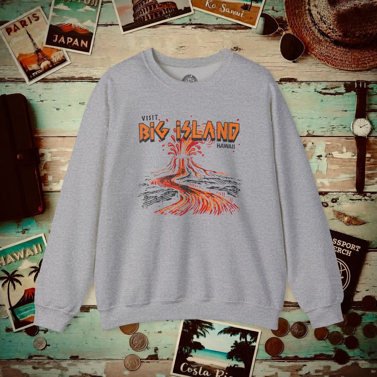 Vintage Visit Big Island, Hawaii Crewneck Sport Grey / S