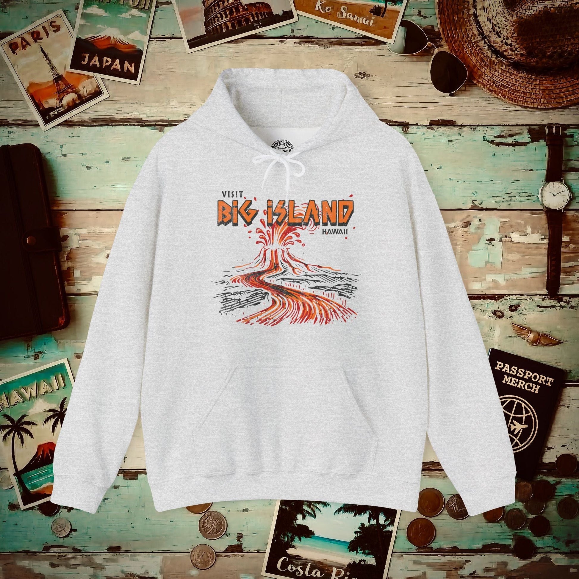 Vintage Visit Big Island, Hawaii Hoodie Ash / S