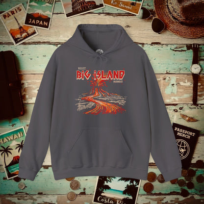 Vintage Visit Big Island, Hawaii Hoodie Charcoal / S