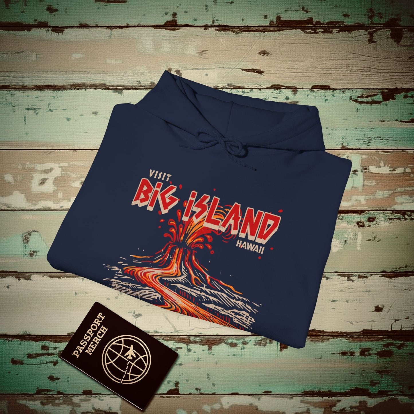 Vintage Visit Big Island, Hawaii Hoodie Navy / S