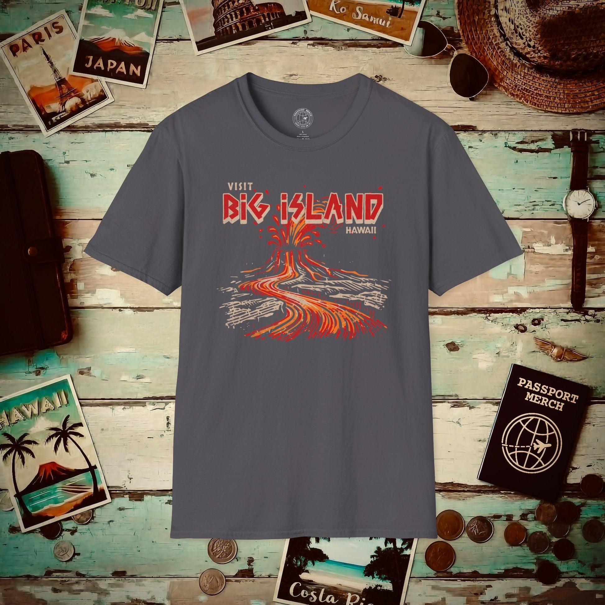 Vintage Visit Big Island, Hawaii T-Shirt Charcoal / S