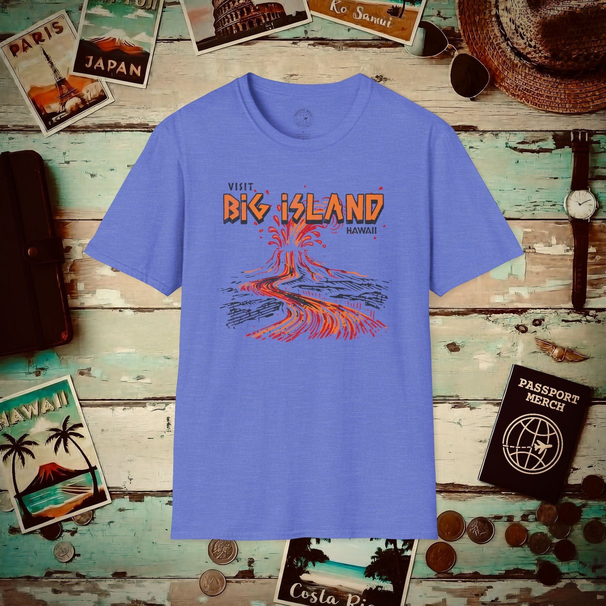 Vintage Visit Big Island, Hawaii T-Shirt Heather Royal / S