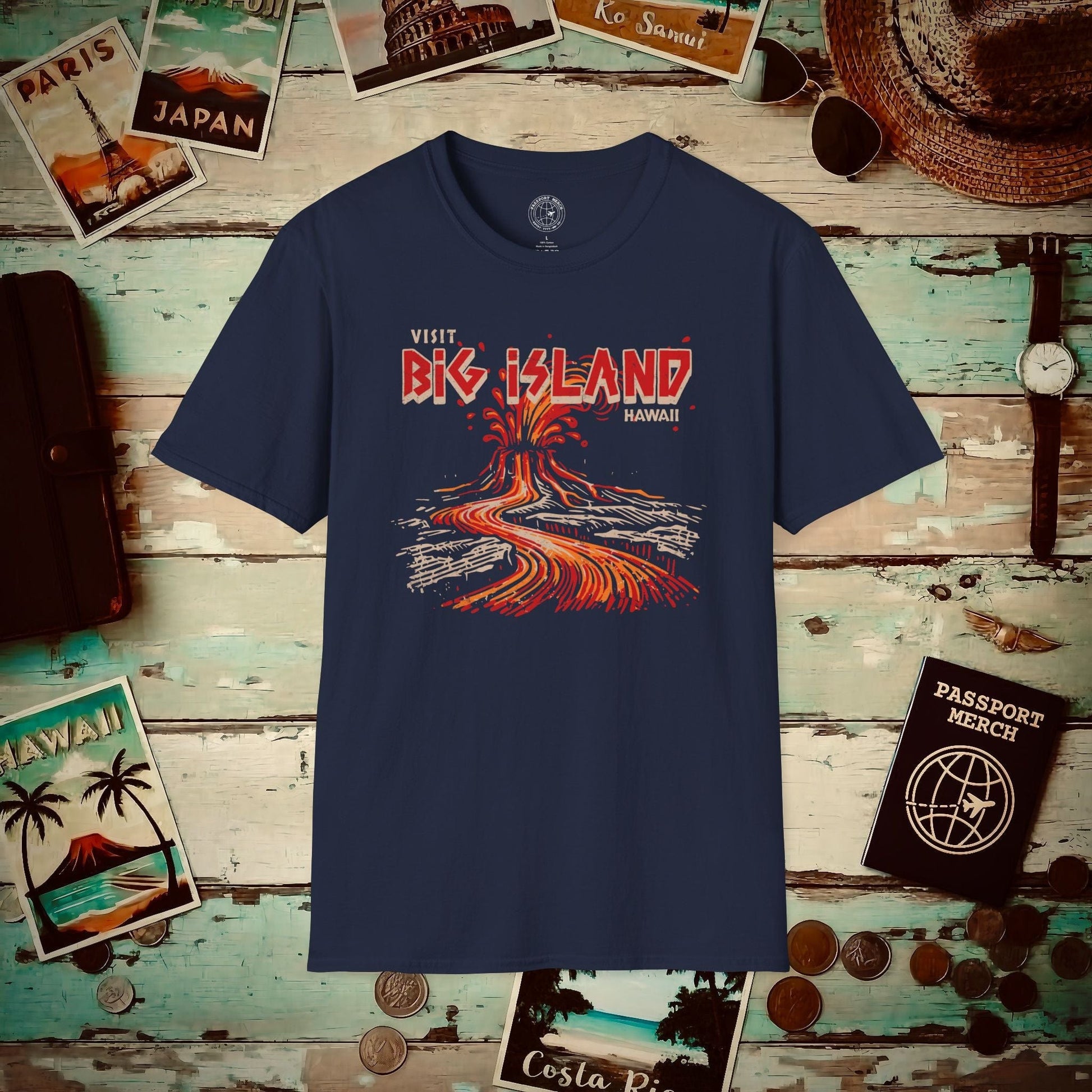 Vintage Visit Big Island, Hawaii T-Shirt Navy / S