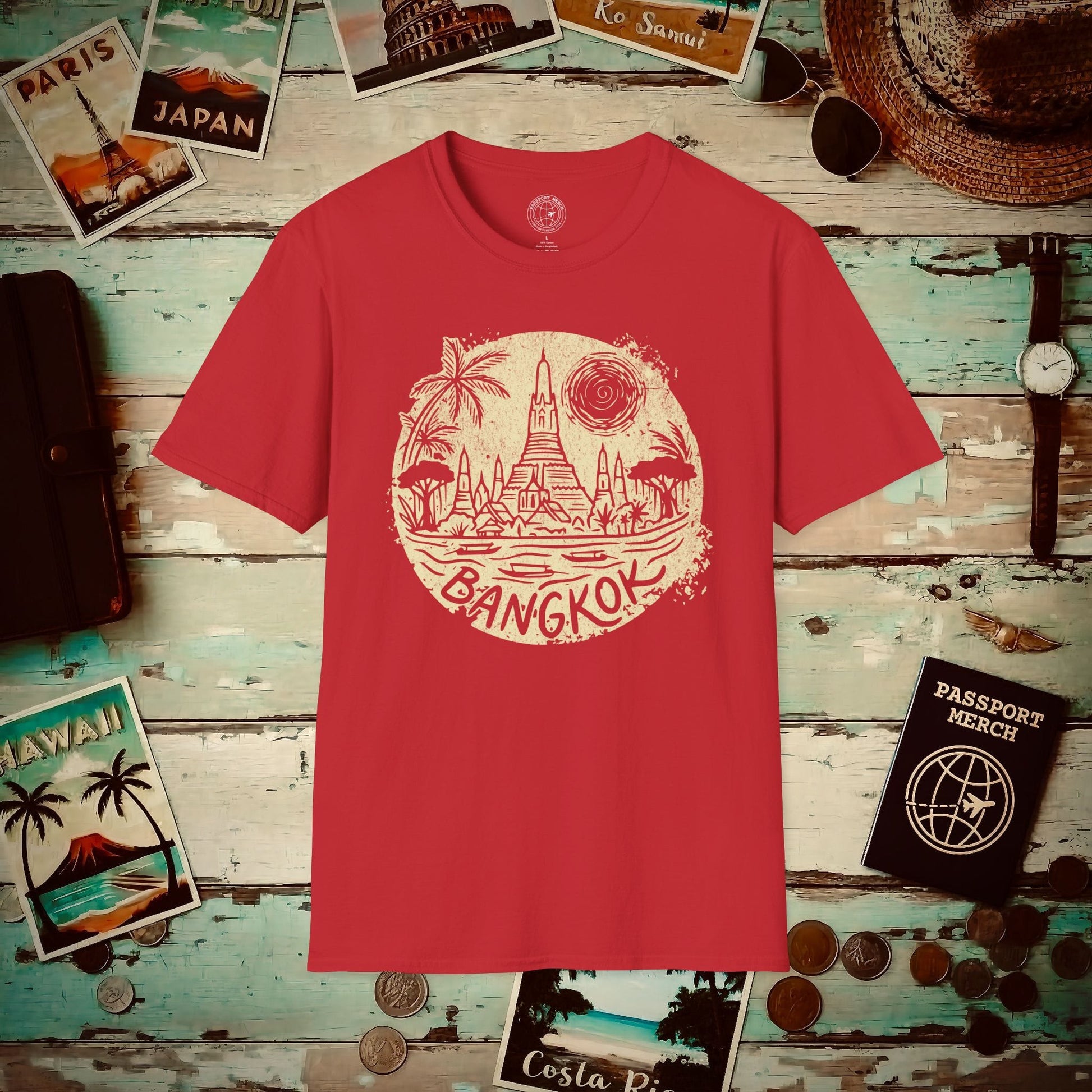 Vintage Wat Arun, Bangkok, Thailand T-Shirt Red / S