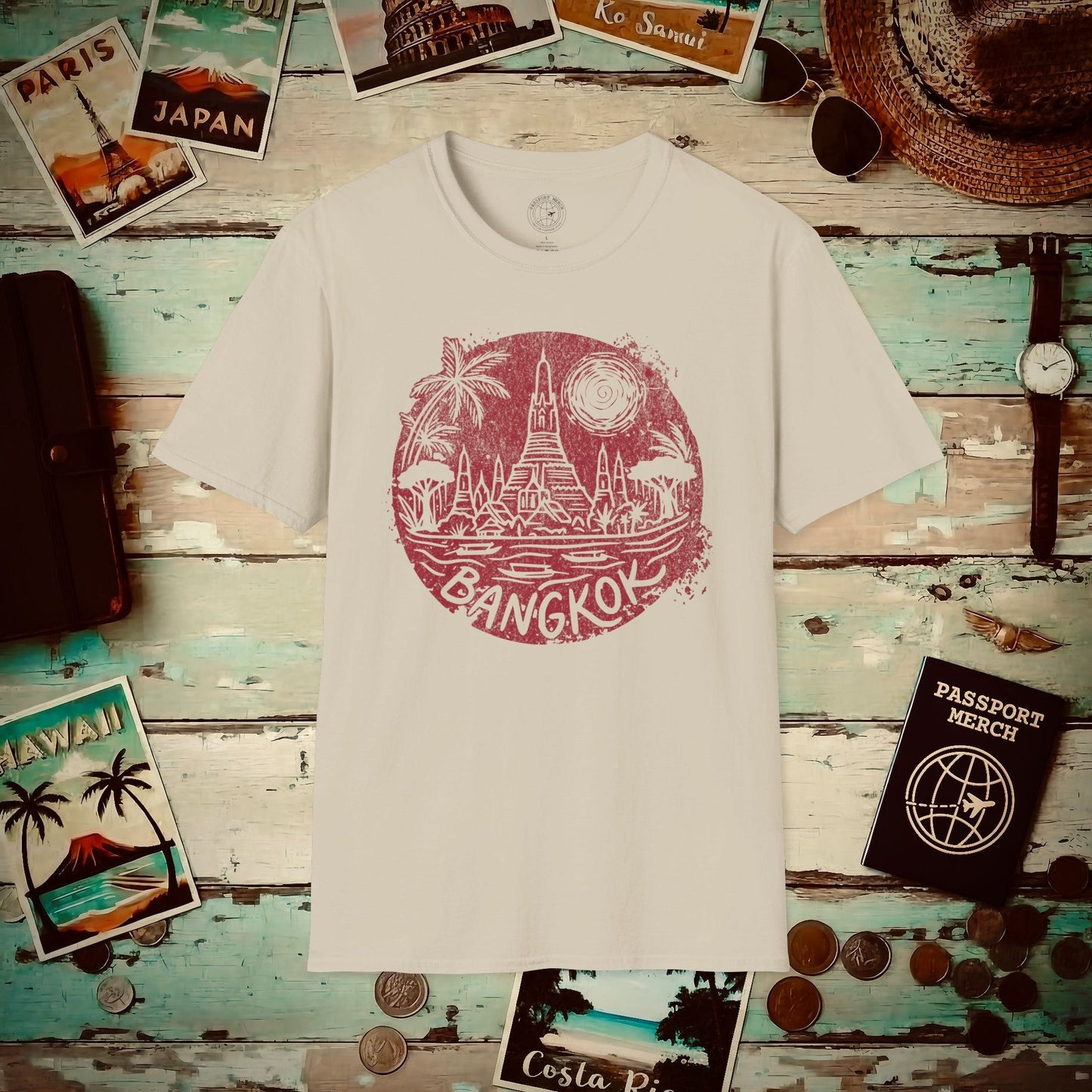 Vintage Wat Arun, Bangkok, Thailand T-Shirt Sand / S