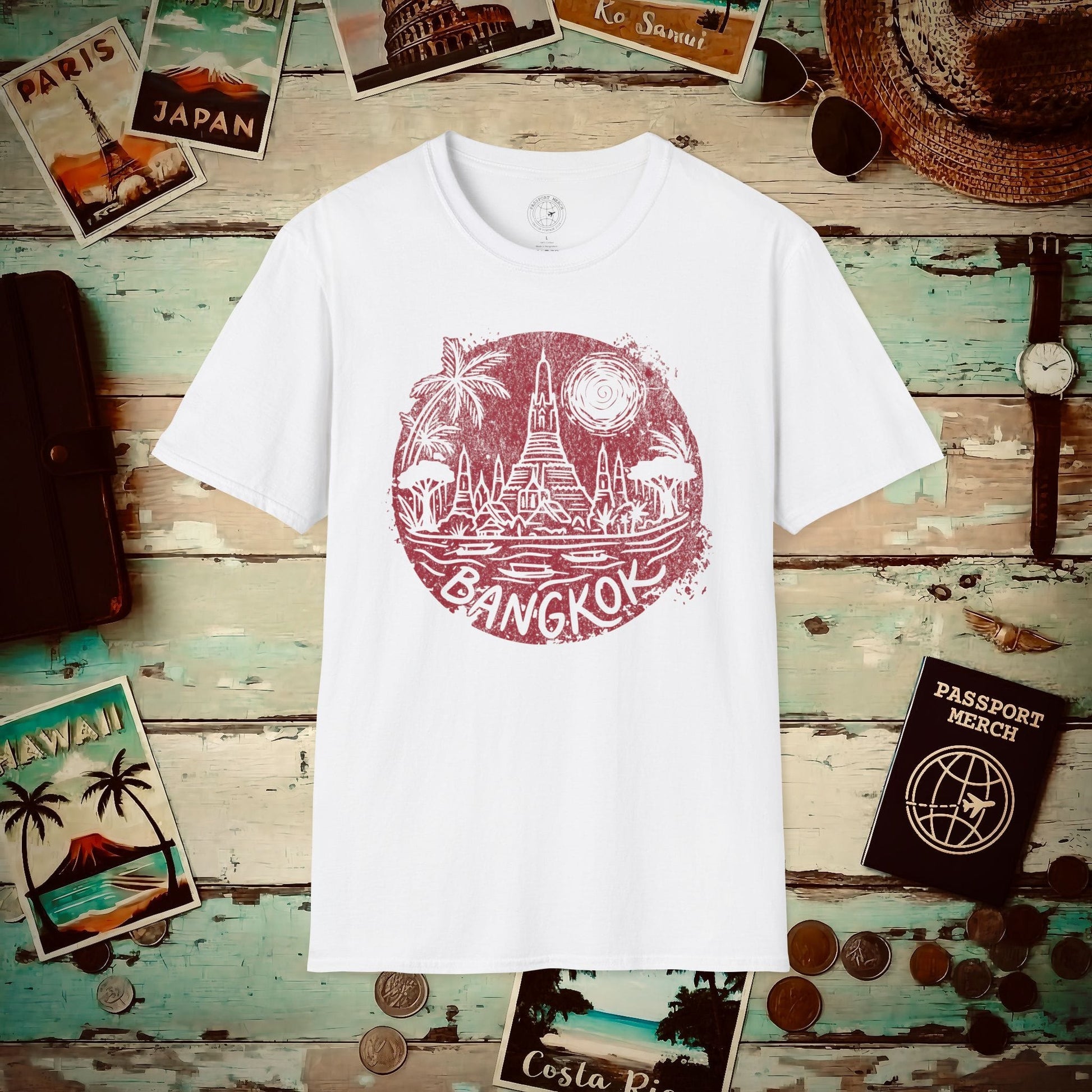 Vintage Wat Arun, Bangkok, Thailand T-Shirt White / S