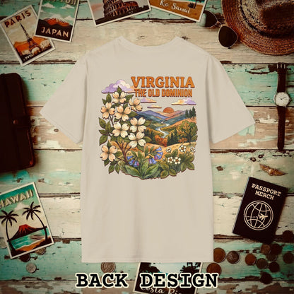 Virginia Flowers in Watercolored Oak Back Print T-Shirt Sand / S