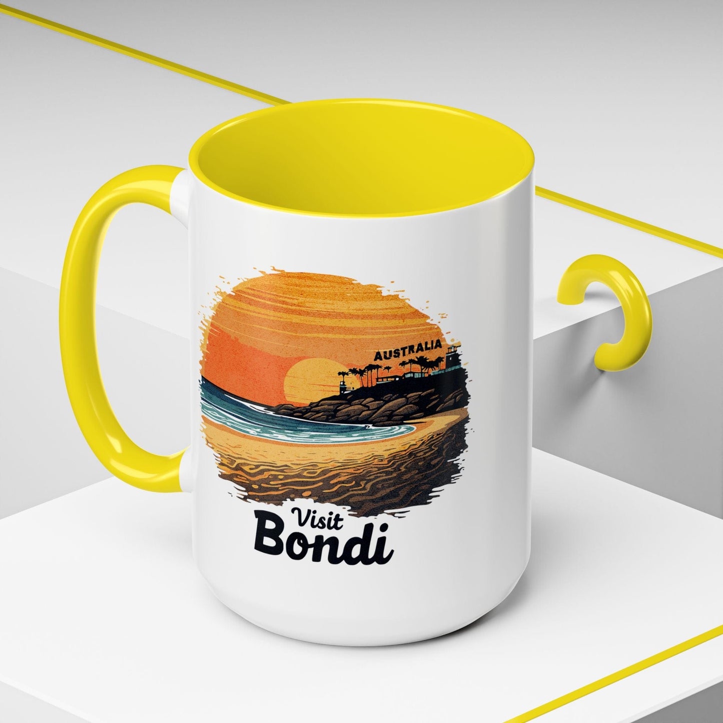 Visit Bondi Beach, Australia 15oz Mug Yellow / 15oz