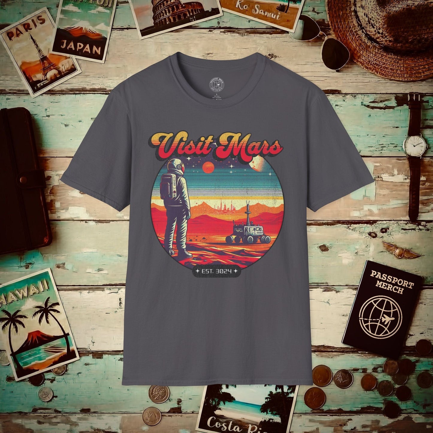 Visit Mars, Est. 3024 T-Shirt Charcoal / S