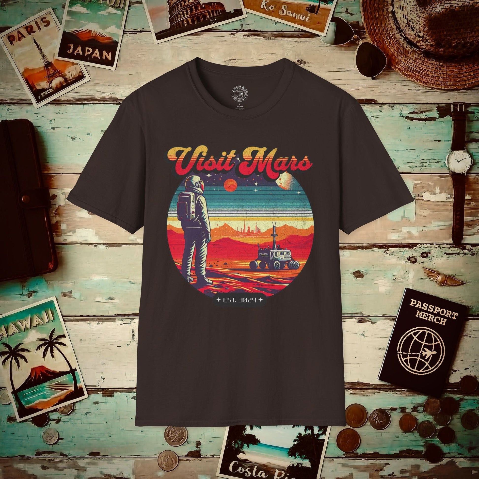 Visit Mars, Est. 3024 T-Shirt Dark Chocolate / S