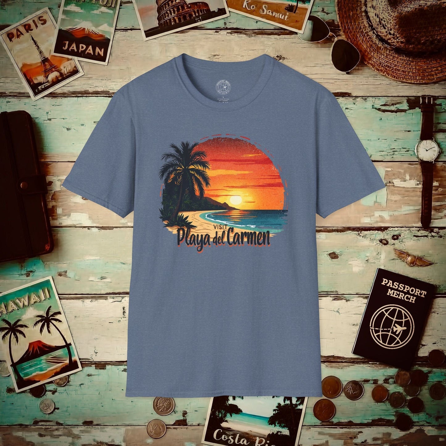 Visit Playa del Carmen, Mexico T-Shirt Heather Indigo / S