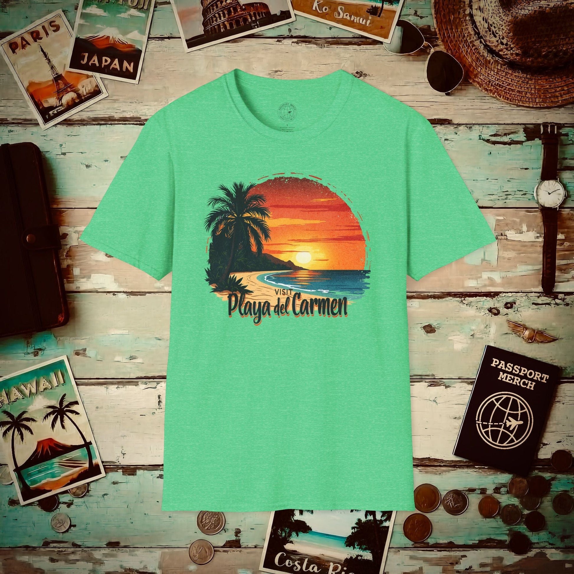 Visit Playa del Carmen, Mexico T-Shirt Heather Irish Green / S