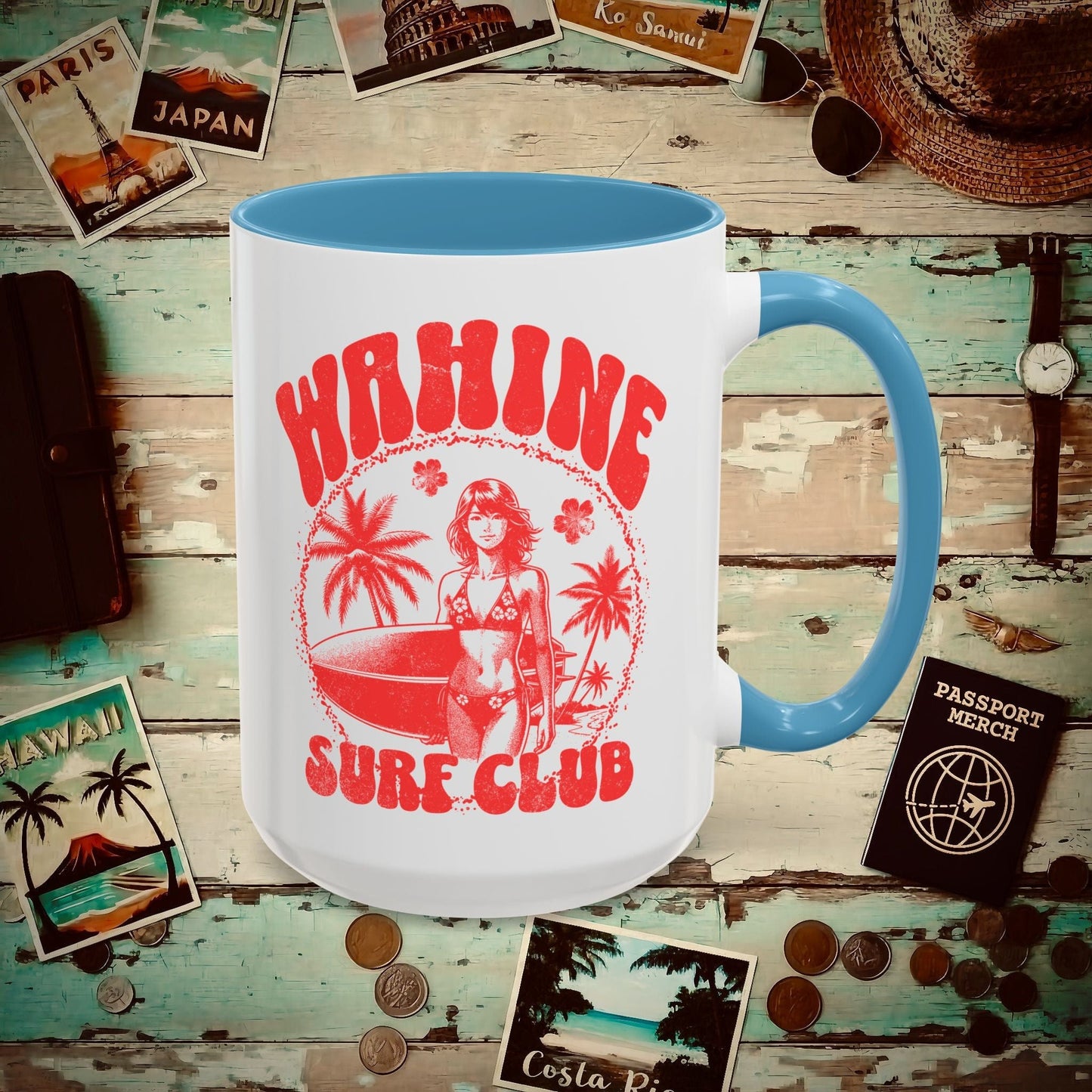 Wahine Surf Club, Hawaii 15oz Mug Light Blue / 15oz