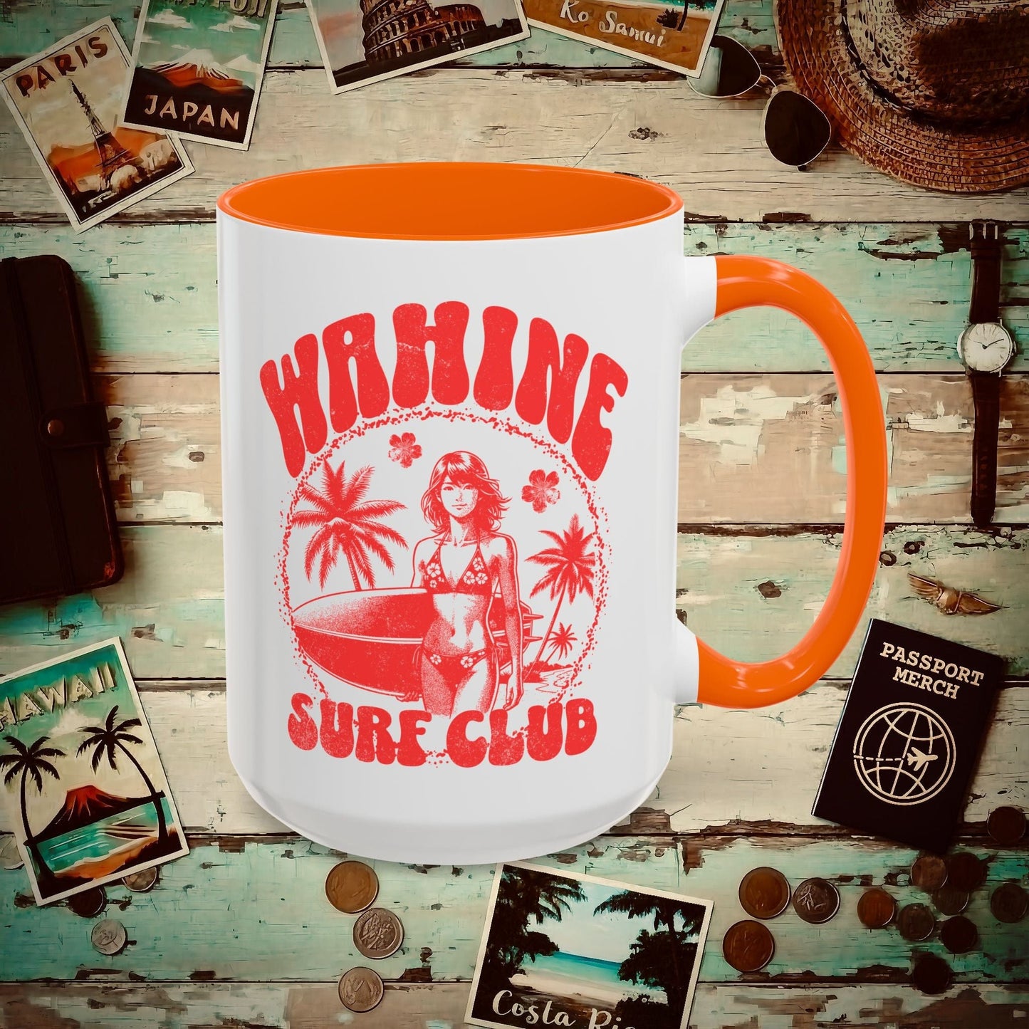 Wahine Surf Club, Hawaii 15oz Mug Orange / 15oz