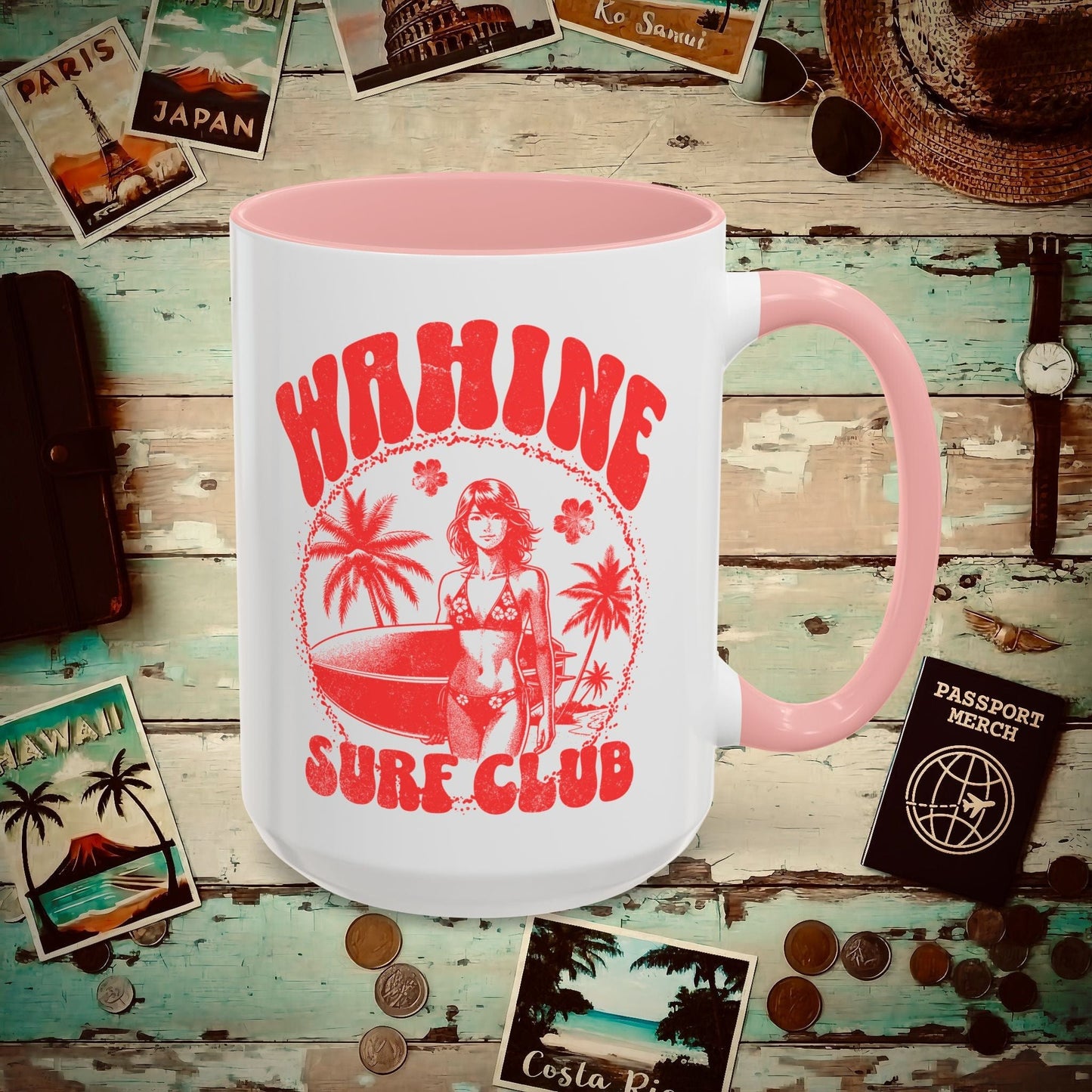 Wahine Surf Club, Hawaii 15oz Mug Pink / 15oz