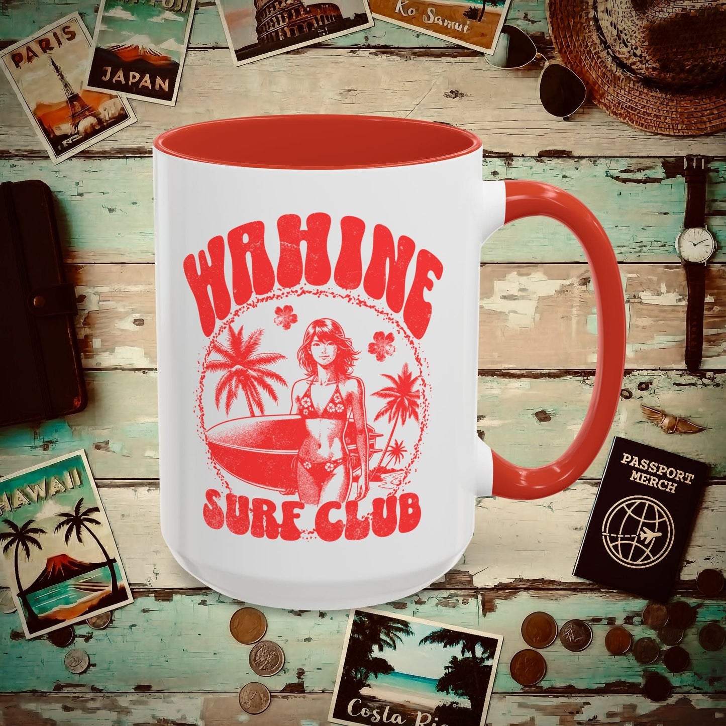 Wahine Surf Club, Hawaii 15oz Mug Red / 15oz