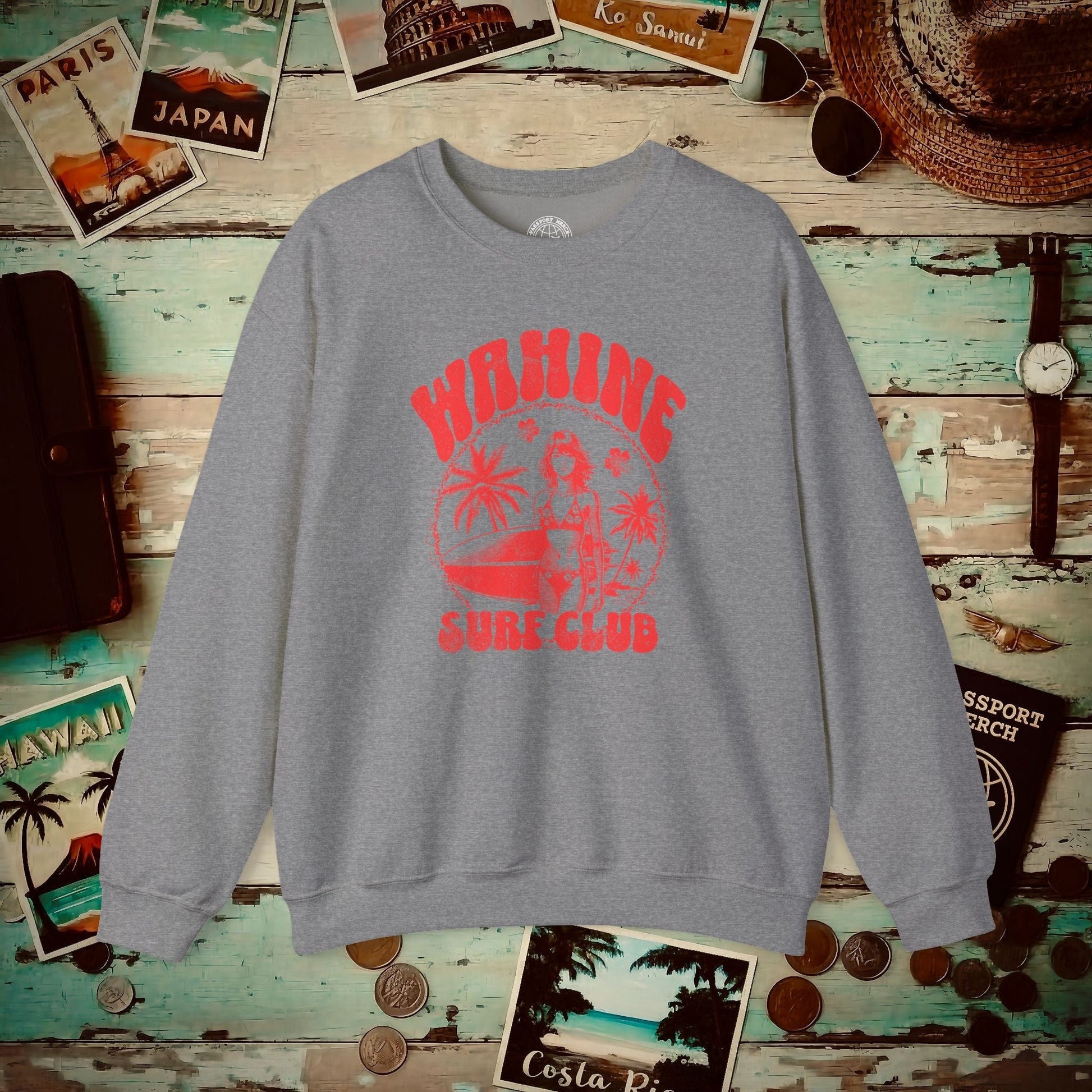 Wahine Surf Club, Hawaii Crewneck Graphite Heather / S