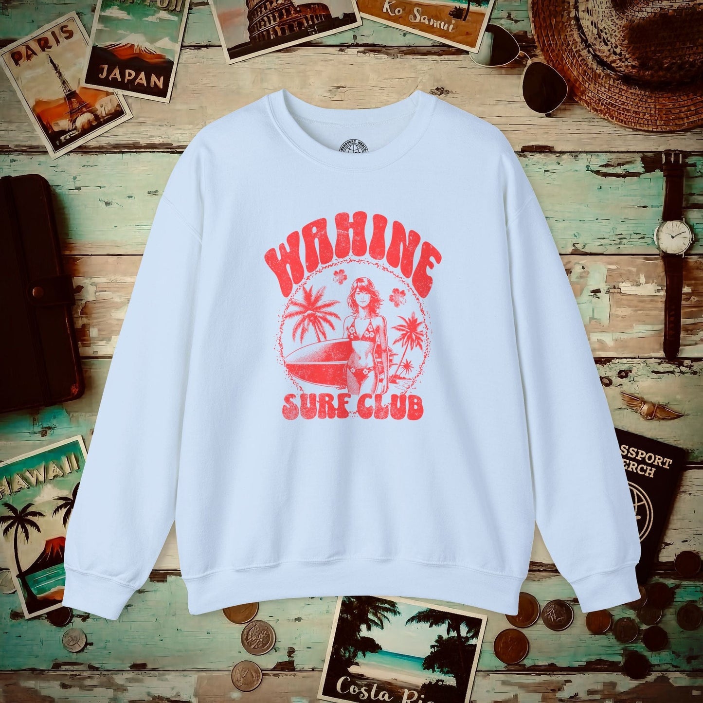 Wahine Surf Club, Hawaii Crewneck Light Blue / S