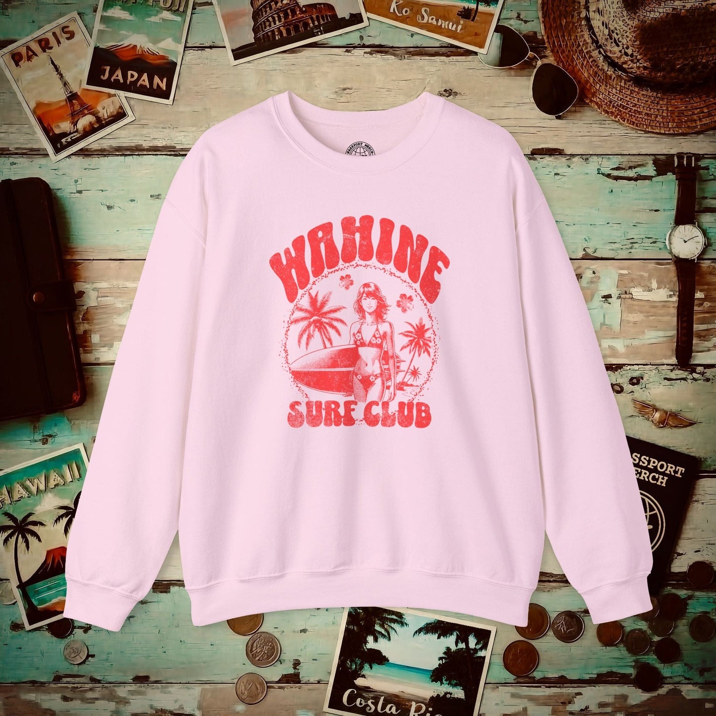 Wahine Surf Club, Hawaii Crewneck Light Pink / S