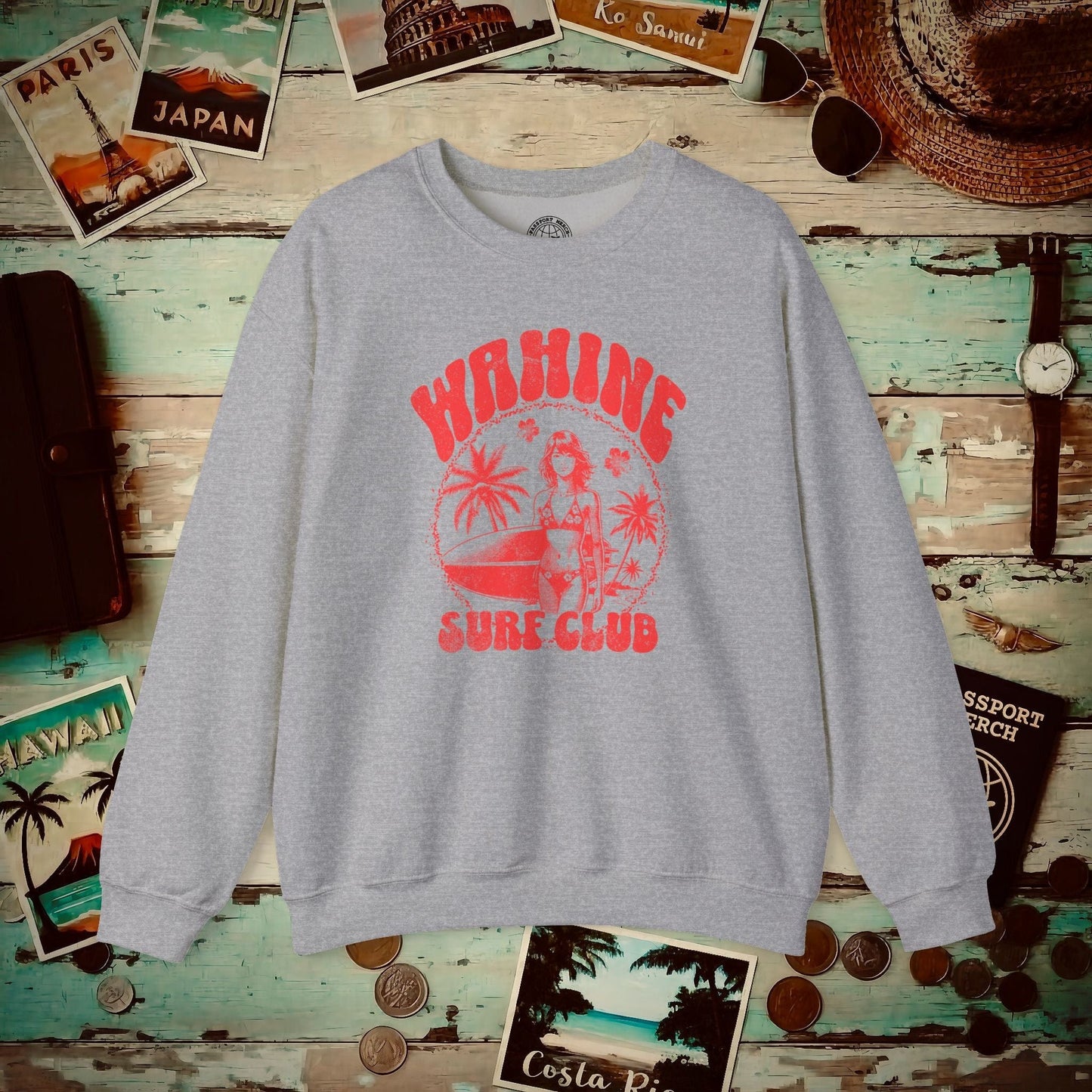 Wahine Surf Club, Hawaii Crewneck Sport Grey / S