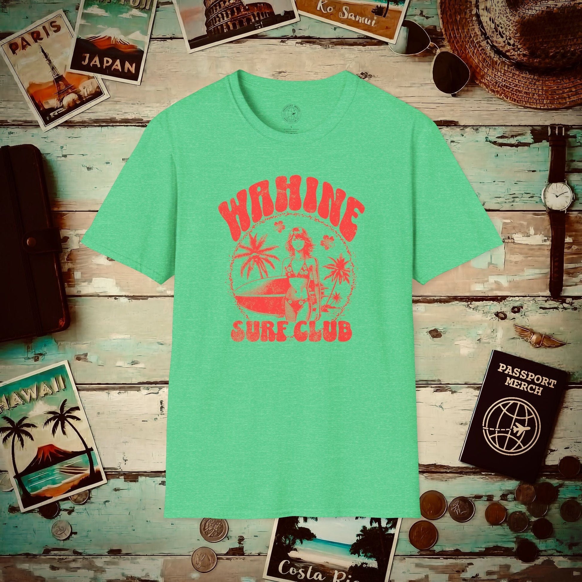Wahine Surf Club, Hawaii T-Shirt Heather Irish Green / S