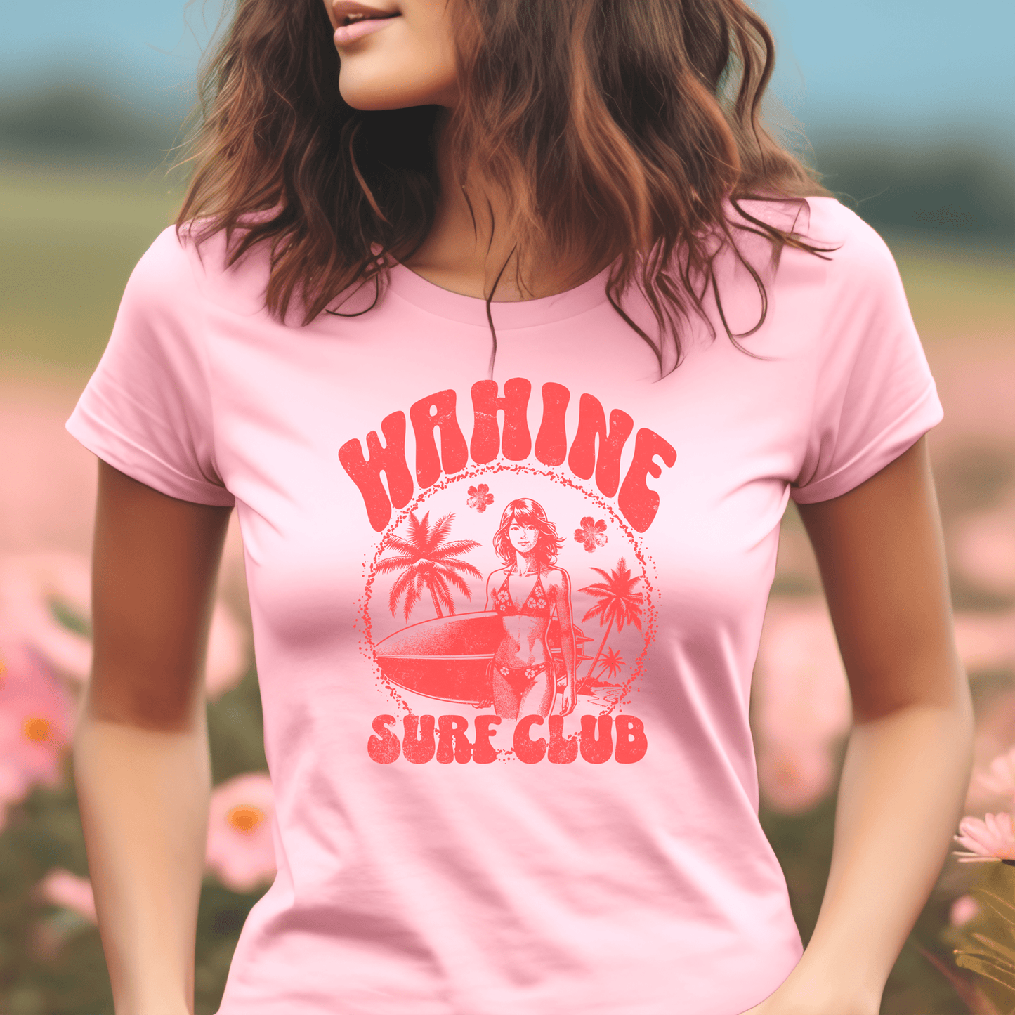 Wahine Surf Club, Hawaii, Womens Fit T-Shirt Pink / S