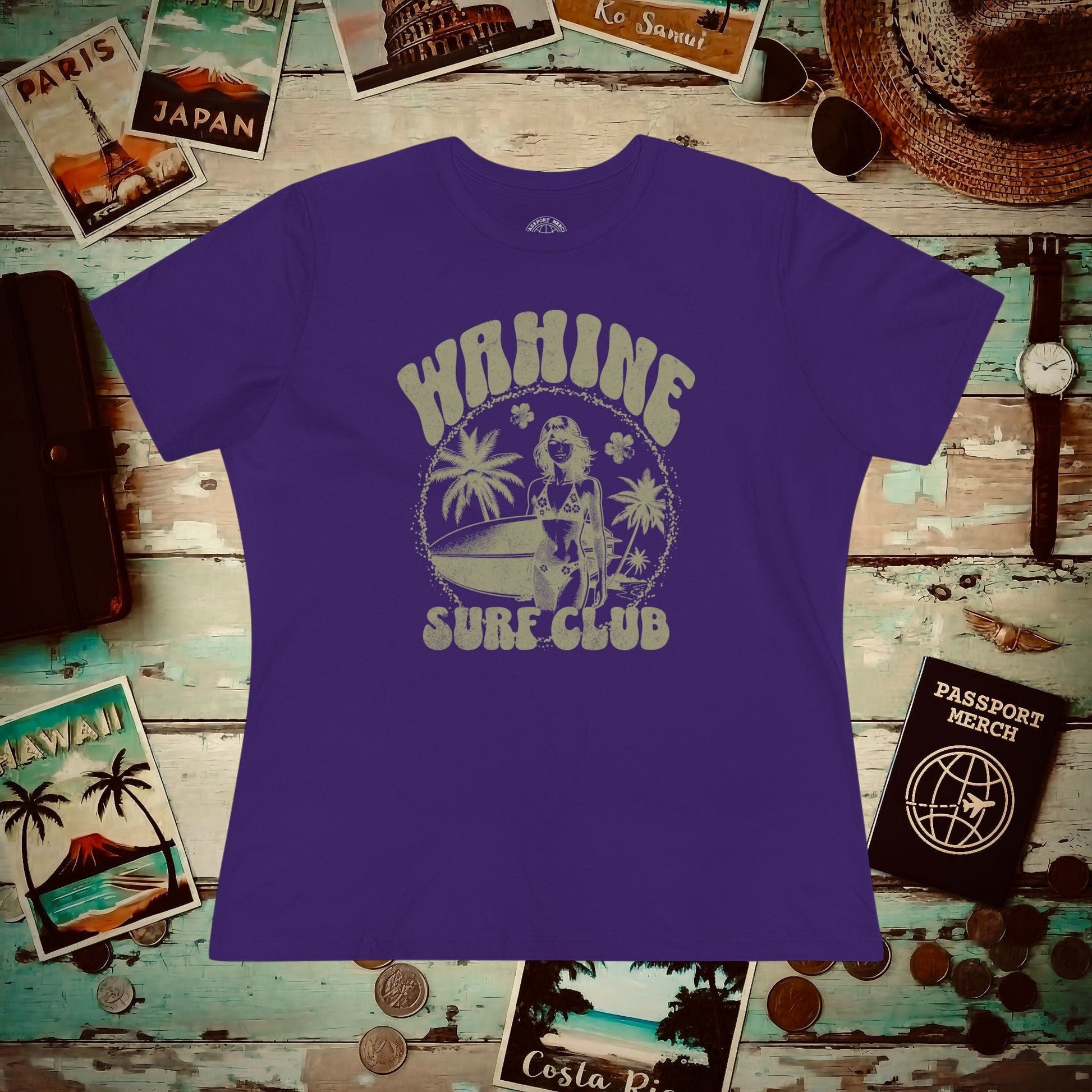 Wahine Surf Club, Hawaii, Womens Fit T-Shirt Team Purple / S