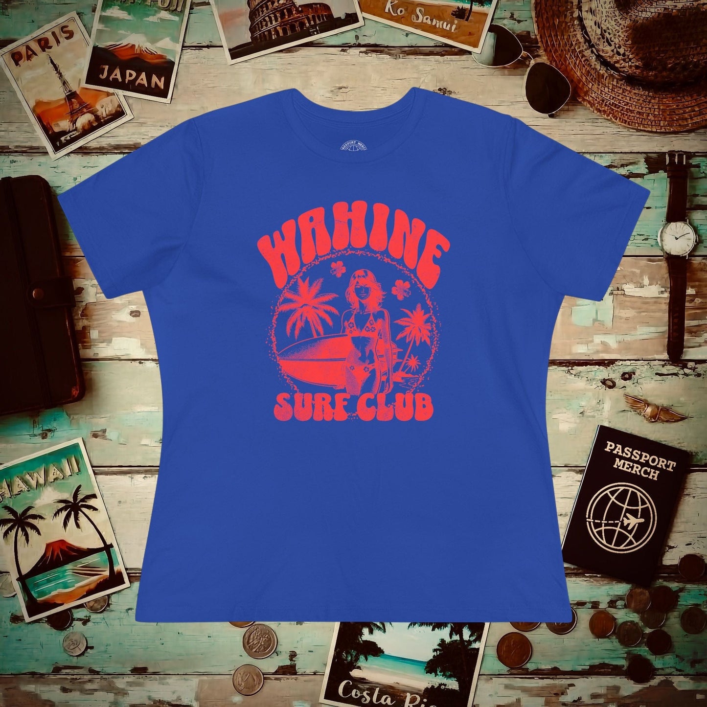 Wahine Surf Club, Hawaii, Womens Fit T-Shirt True Royal / S